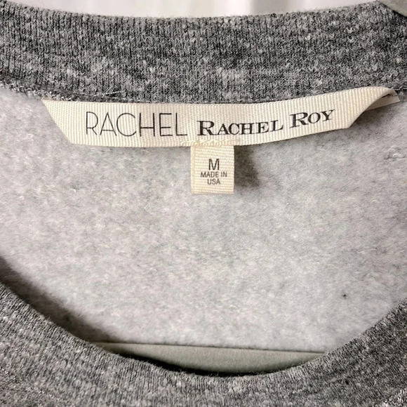 RACHEL ROY Cotton Sweatshirt Pearl Details Ruffled Wide Arms, Size M - Picture 4 of 7